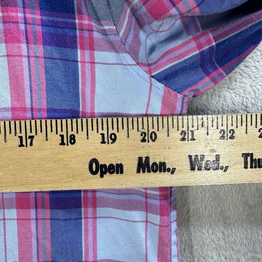 Tommy Bahama Button Front Plaid Shirt Women's M Pink Blue Tencel Casual - Picture 4 of 7
